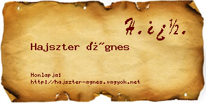 Hajszter Ágnes névjegykártya